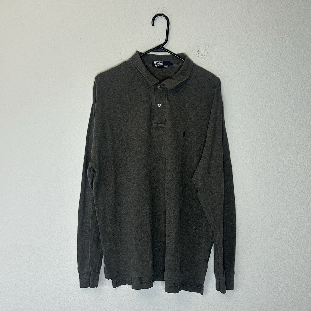 Vintage Polo by Ralph Lauren Dark Gray Long Sleeved Polo Shirt Men's Size XL